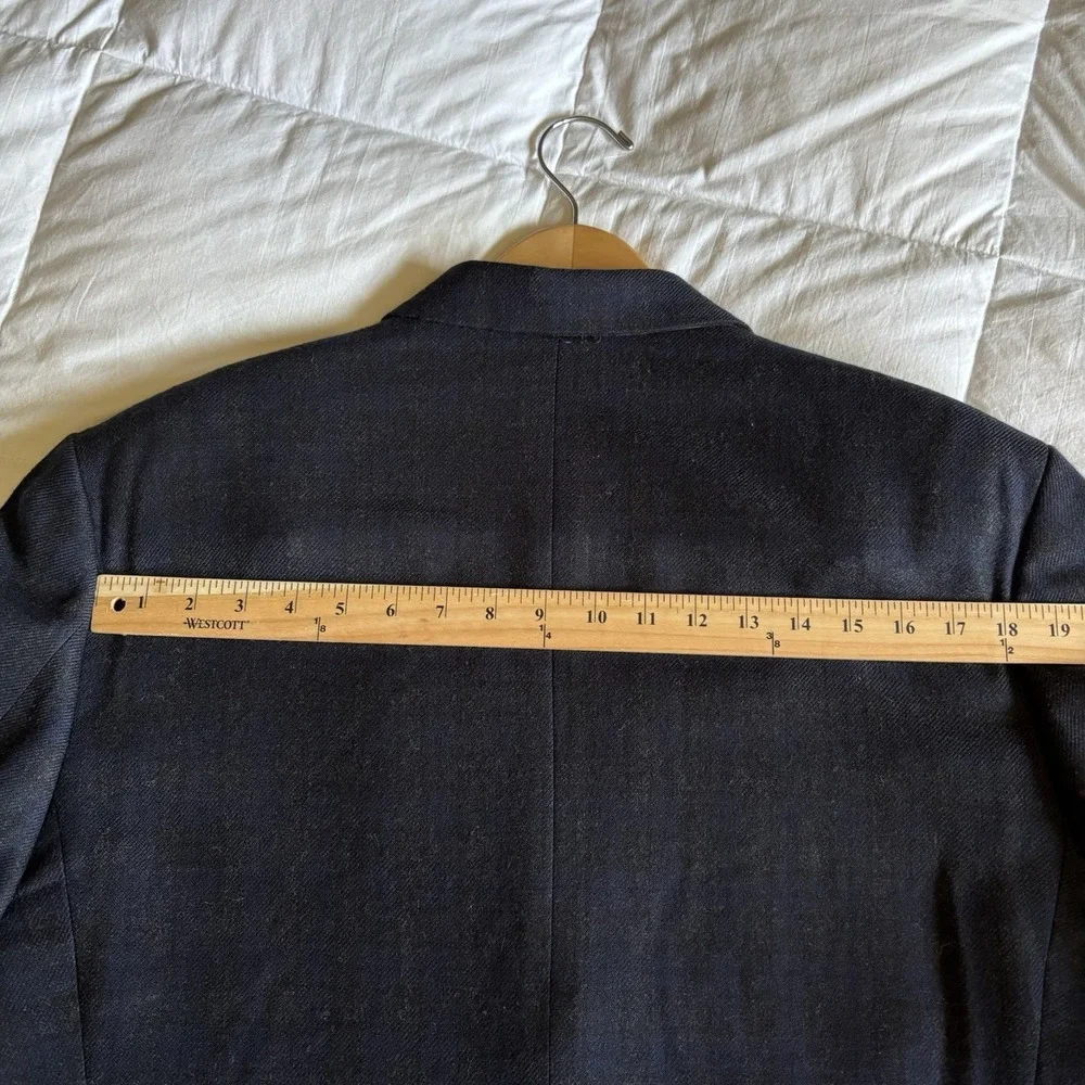 LRL Elbow Patch Blazer Sport Coat Men's 44R Wool Black Blue Check Dark Academia